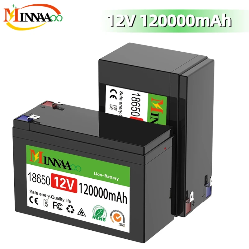 

New 12V 45Ah 50Ah 100Ah 120Ah lithium Battery Pack Lithium Iron Phosphate Batteries Built-in BMS For Solar Boat+12.6V Charger