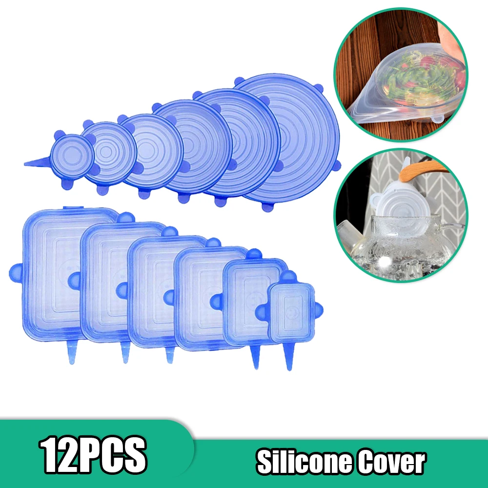 Silicone Covers Bowl Cover Silicone Pot Lid 12PCS Food Silicone Cover Stretch Lids Reusable Food Wrap Bowl Pot Cover Silicone Stretch Lids Cooking for Keep Fresh