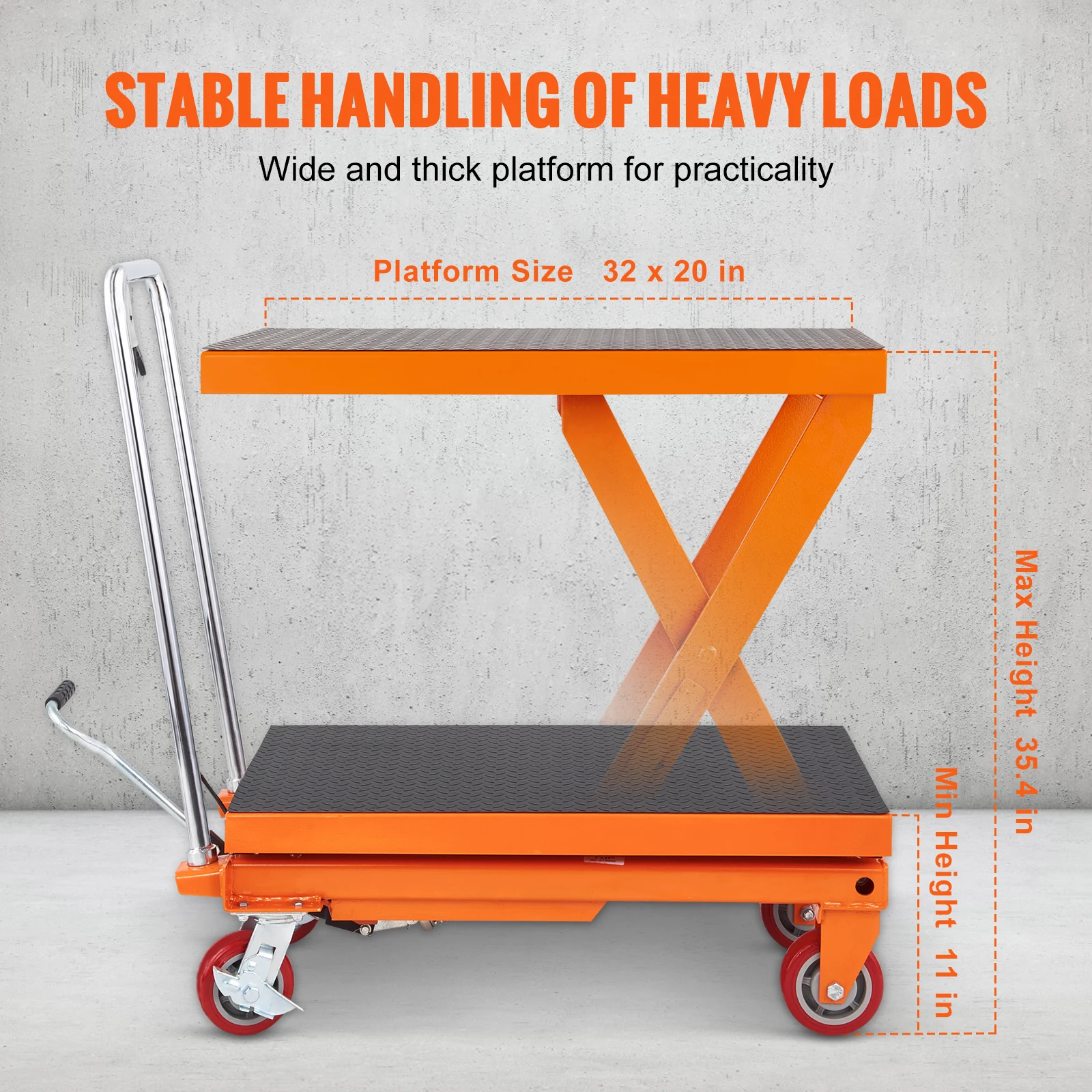Manual Hydraulic Lift Table Cart with 1100lbs Capacity