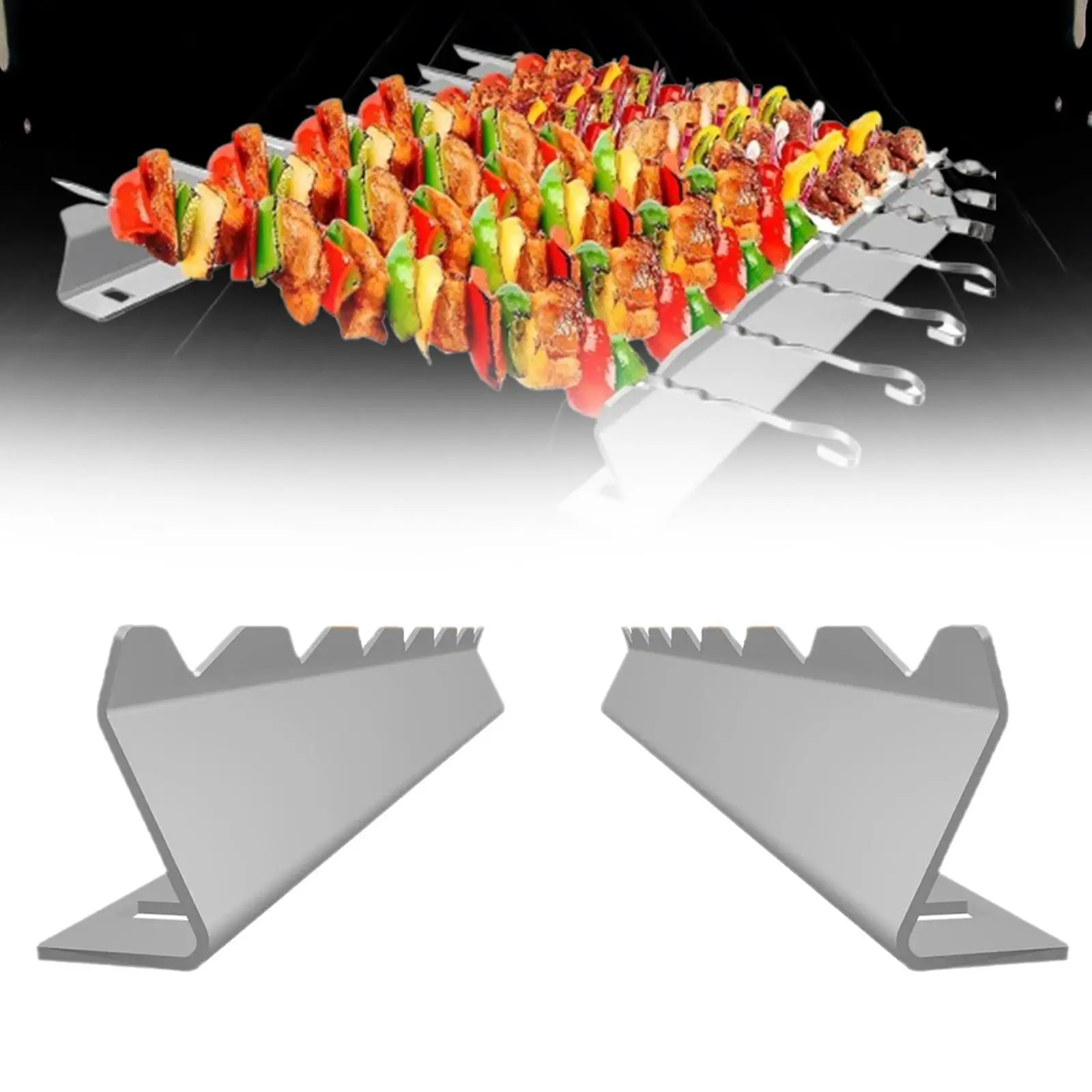 Skewers Rack Set Reusable BBQ Barbecue Sticks for Meats Kabob Vegetables