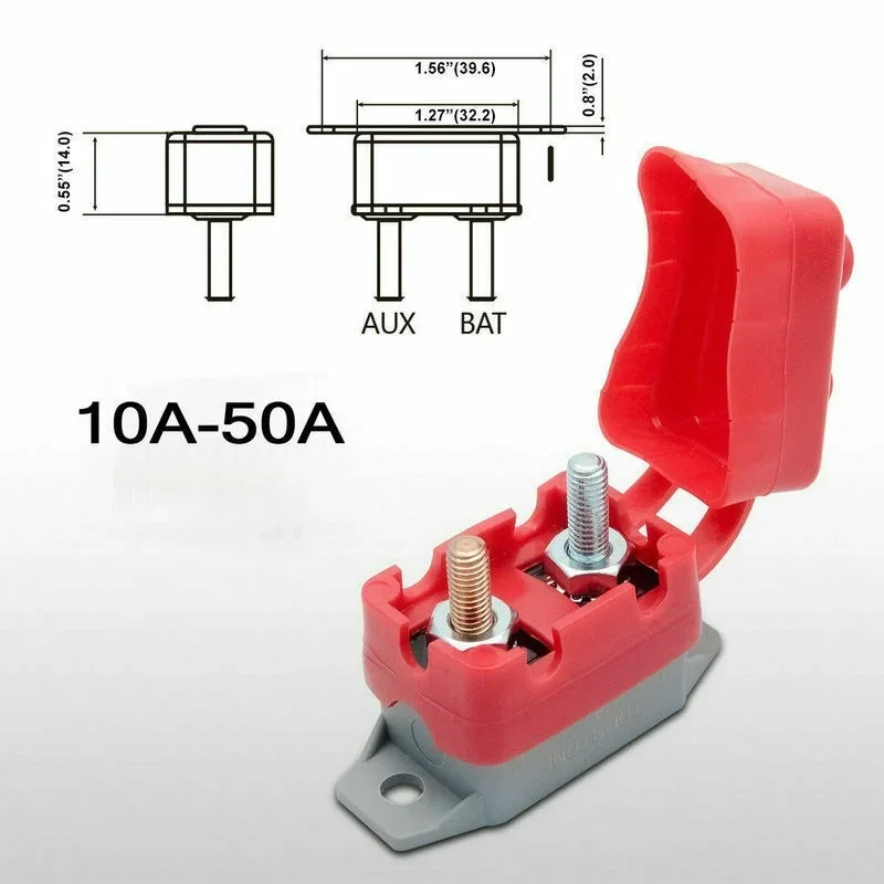 10-50A AMP 12V Circuit Breaker Cover Dual Battery Fuse Automatic Auto Reset Waterproof Circuit Breaker for Car Boat circuit breaker
