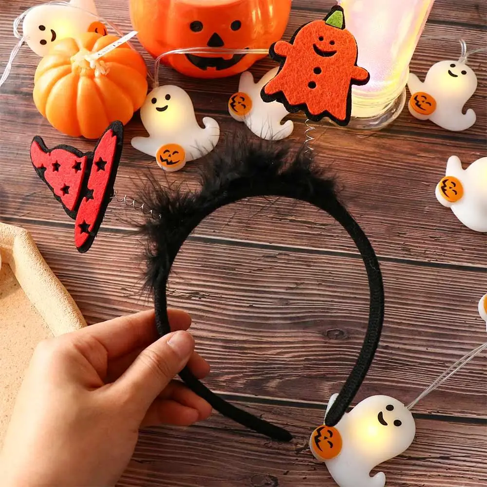Gift Cartoon Halloween Feather Headband Pumkin Witch Hat Halloween Hairband Spider Headwear Pumkin Hairband Halloween Party