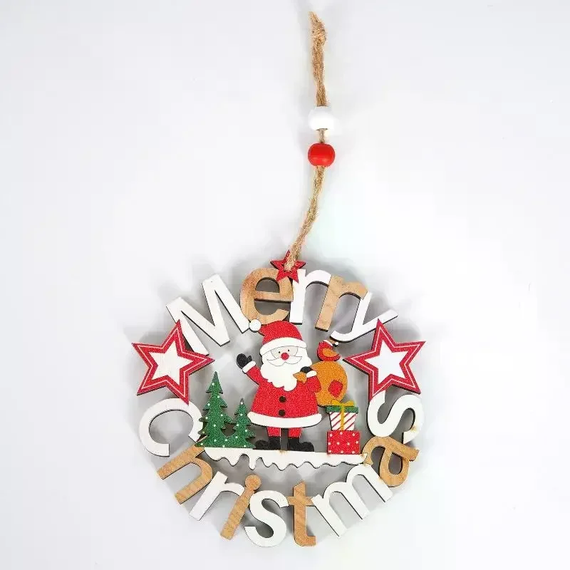 New Year Gift Santa Wooden Ornament, Christmas Wall Pendant, Xmas Tree Festive Decor For Home
