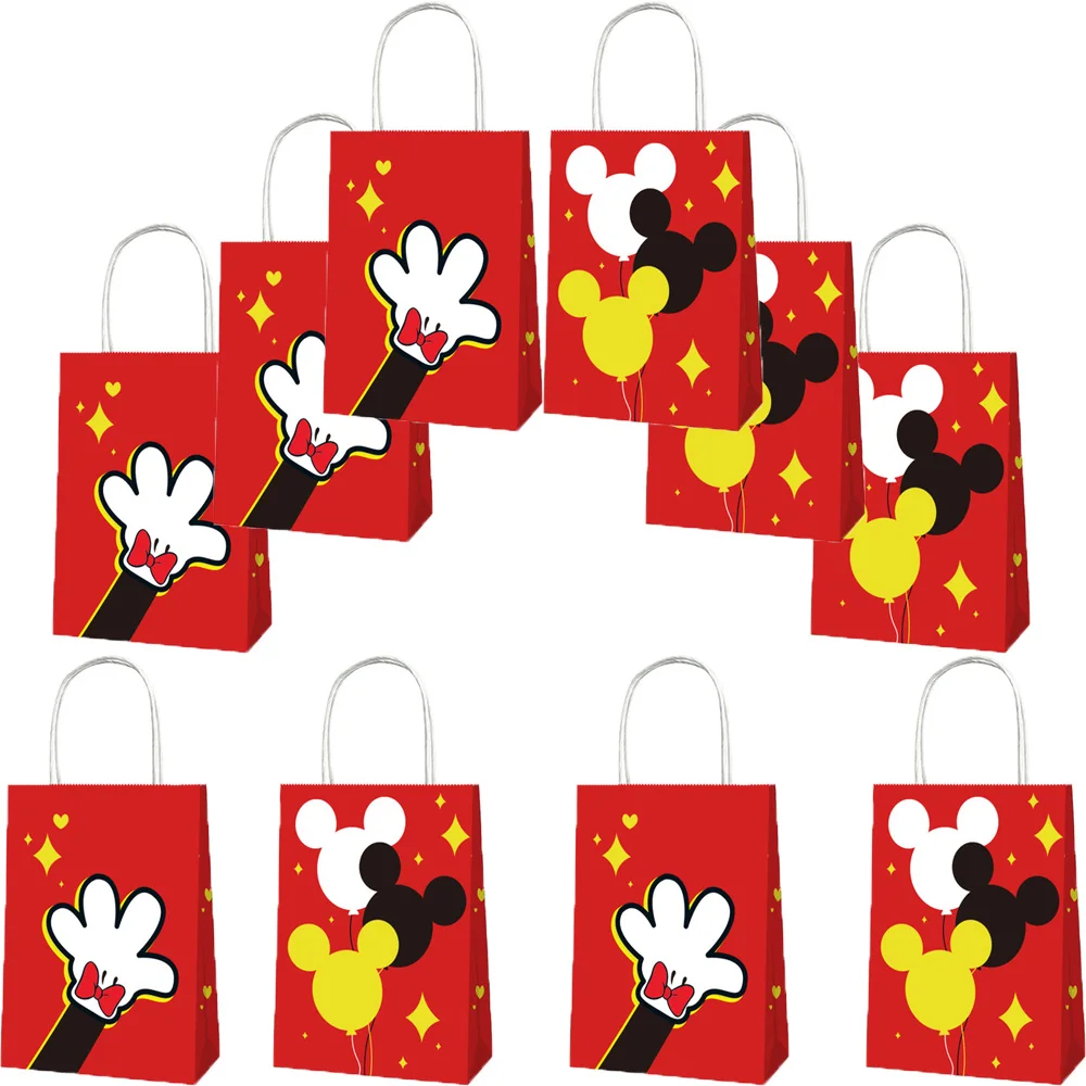 

6pcs Mickey Minnie Mouse Birthday Party Decorations Handle Gift Bags Sets Paper Candy Pocket Baby Shower Kids Party Supplies