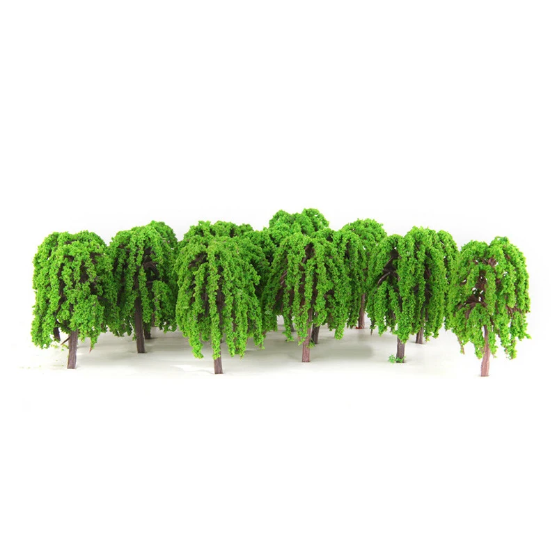 

3D Landscape Decoration Model Willow Trees Layout Train Railway 5.5cm Miniature Tree Artificial Scenery Plastic + Resin 25 Pcs