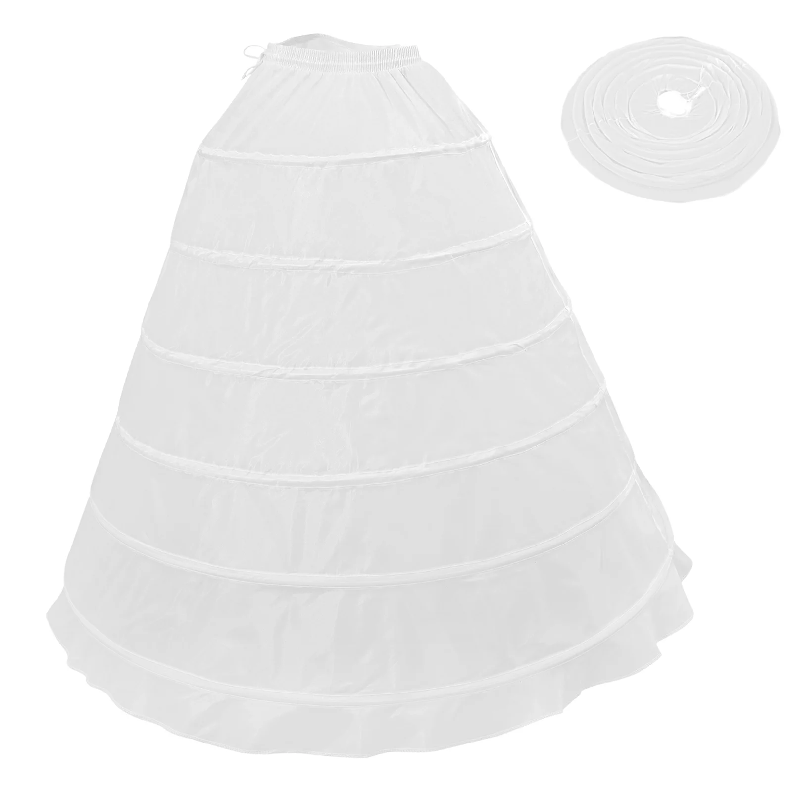 6 Single Puffy White Dress Wedding Crinoline Dresses Petticoat Bottom Skirt Bride Formal