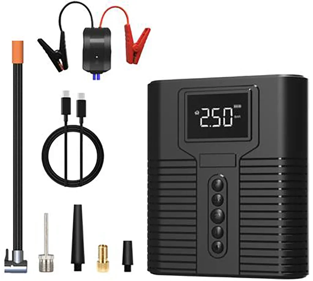

Portable Mini Jump Starter with 12V Lithium Battery Power Bank with Air Compressor Booster Charger for Car Jump Starter