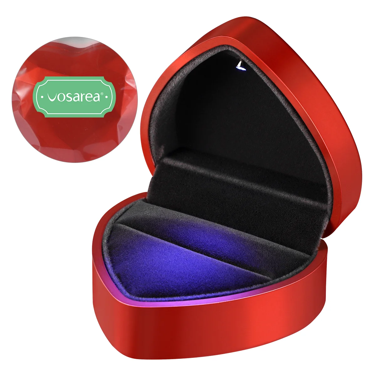 

LED Lighted Heart Shape Storage Proposal Ring Box for Wedding Anniversay Valentines Day (Red)