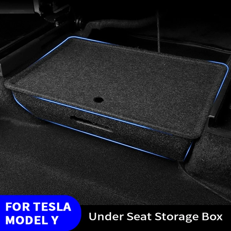 Under Seat Storage Box For Tesla Model Y Rear Seat Storage Box With Lid