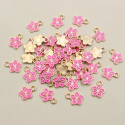 Vibrant Multi - Color Alloy Flower Charms for Jewelry Making - Set of 50 (Rose red)
