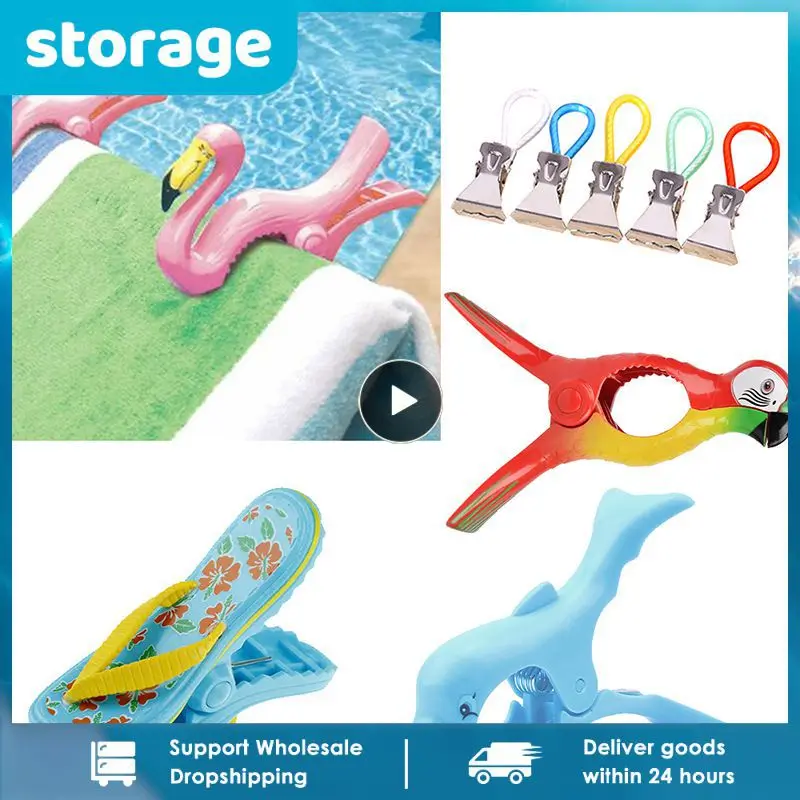 

Plastic Beach Towel Clips For Sunbeds Large Size Plastic Sun Lounger Cute Animal Retaining Clip Clothes Pegs Pins Drying Racks