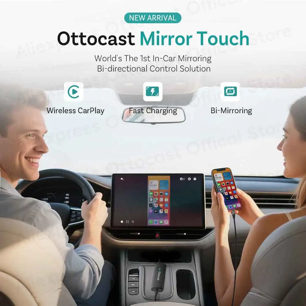 OTTOCAST Wireless CarPlay Adapter Mirror Touch Stick Screen Cast