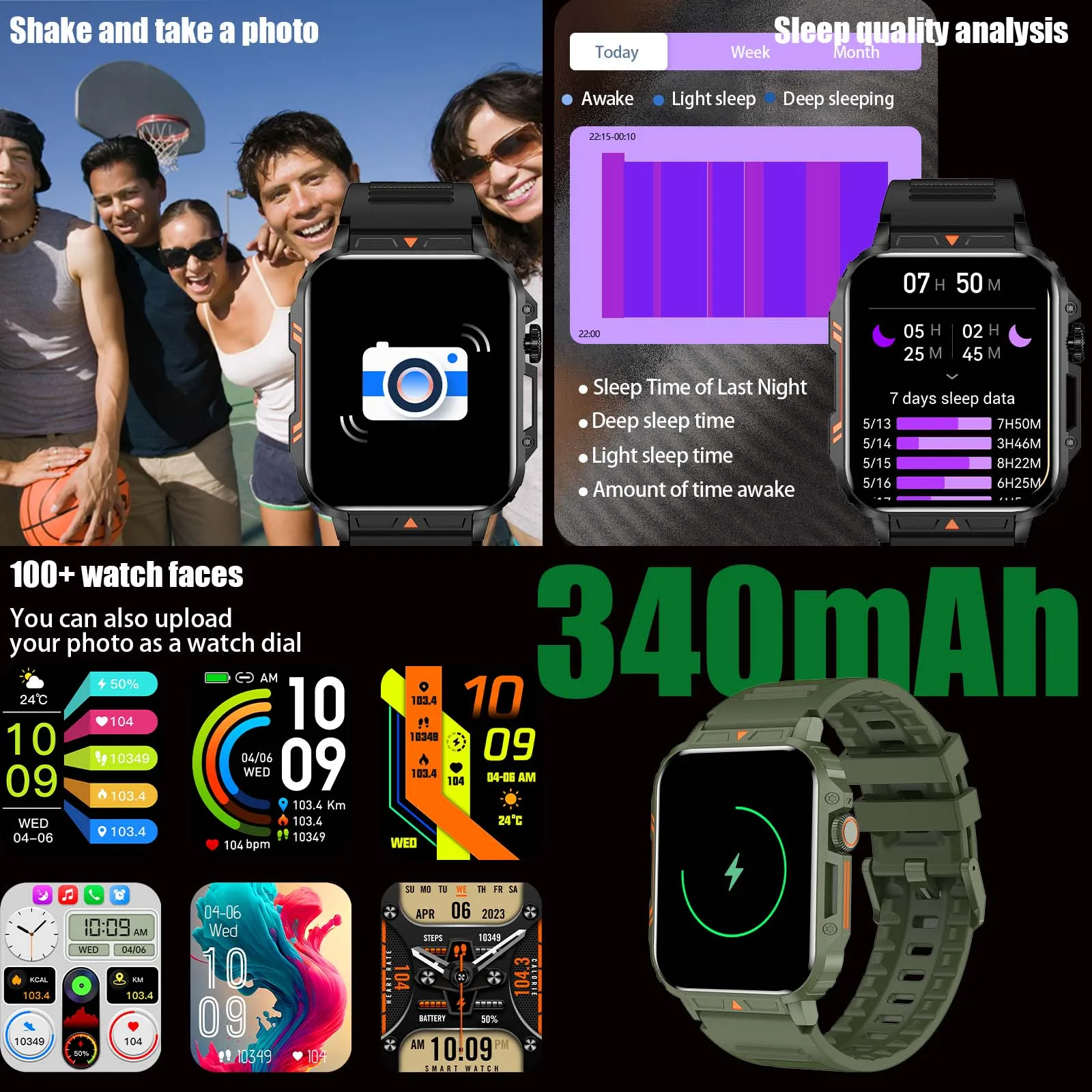 EIGIIS Ʈ ġ   ȭ ɹڼ  м, 100 +  , IP68 , ȵ̵ IOS, L81A, 1.95 ġ