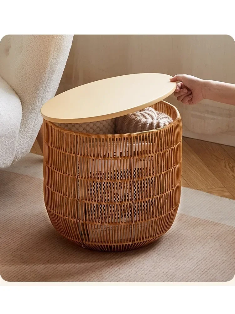 Solid wood children's bedside table cream wind toy storage basket simple sofa small side few