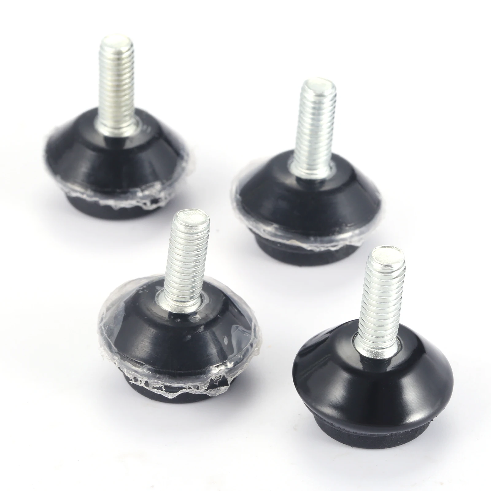Set of 4 Adjustable Metal Furniture Levelers – Black/Silver/Gold Finish