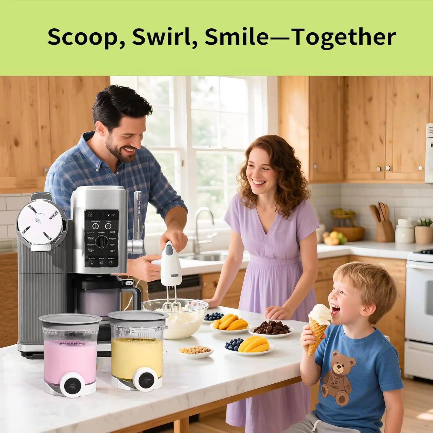 حاويات كريمية لآيس كريم نينجا دوامة، قطعة واحدة من...