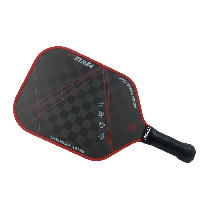 Thermoformed 18K Raw Carbon Fiber Surface For Spin And Control Foam Injected Edges  Widened Pickleball Paddle