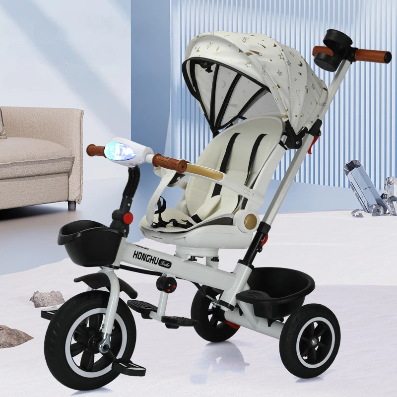 Multifunctional 4-in-1 children's three-wheel stroller Baby Tricycle Stroller Rotatable and Reclining Baby Carriage Foldable baby stroller