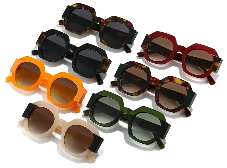 SO&EI Ins Beliebte Mode Polygon Quadrat Doppel Farbe Frauen Sonnenbrille Vintage Gradient Shades UV400 Männer Punk Sonnenbrille – Detail 4