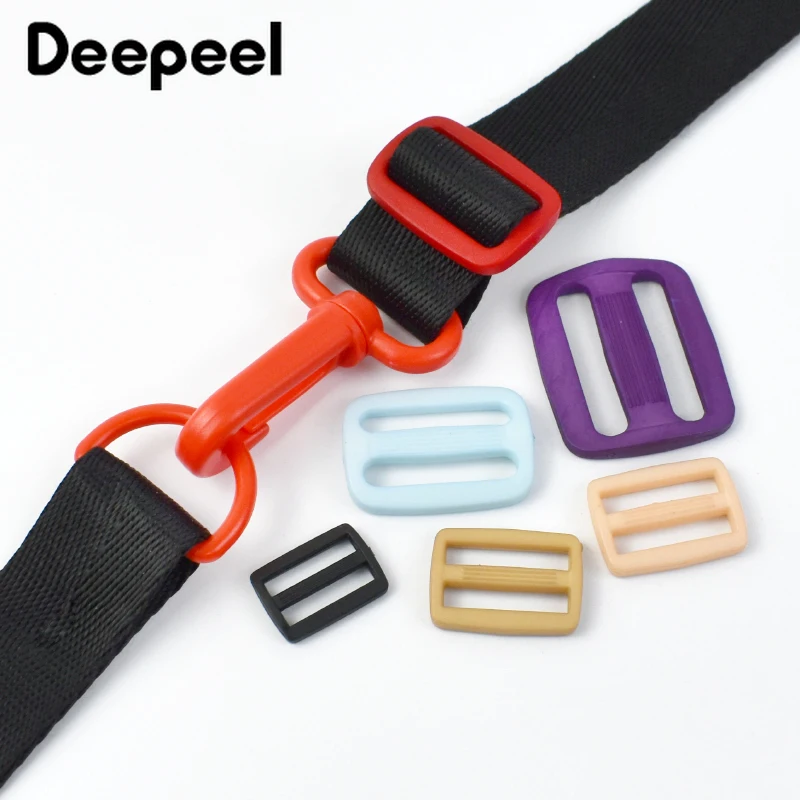 Deepeel 다채로운 플라스틱 트라이 글라이드 슬라이더 버클, 조정 가능한 링 버클, 웨빙 백 스트랩, 바느질 액세서리, 16mm, 20mm, 25mm, 31mm, 50 개