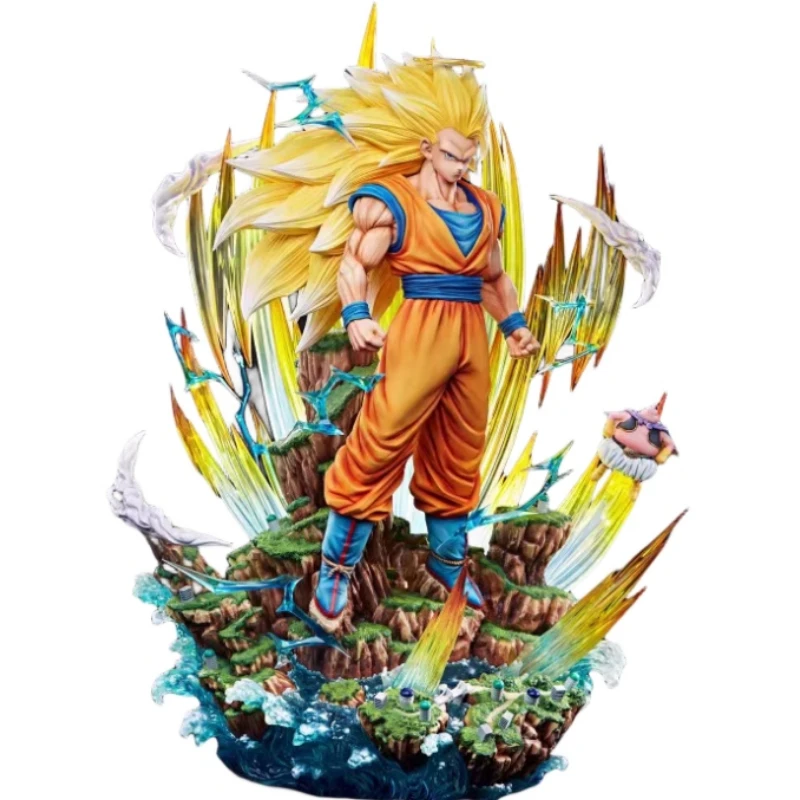 

68.5Cm Gk Dragon Ball Z Super Saiyan 3 Son Goku Kakarotto Anime Action Figure Luminous Statue Model Garage Kit Toys Gift