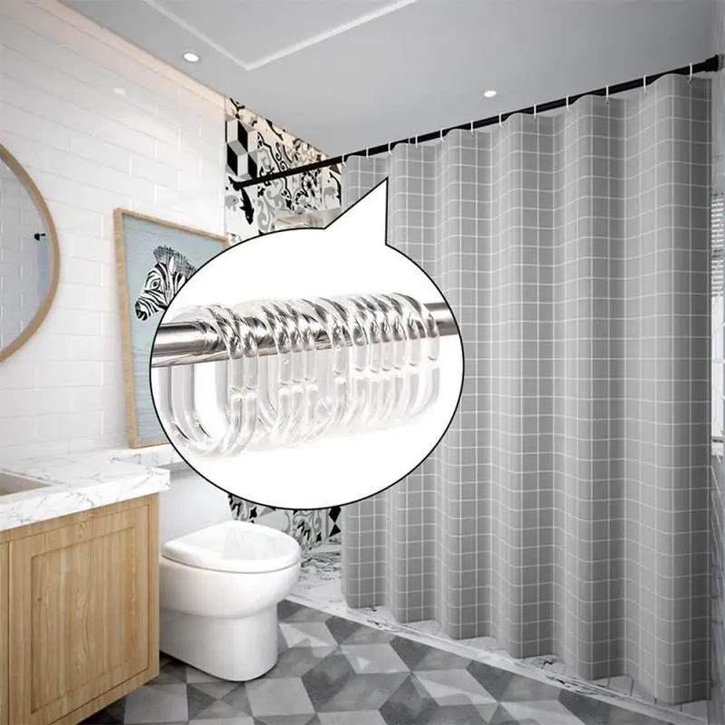 Shower Curtain Clips Hanging Ring Easy To Disassemble Widely Used Universal Size Easy To Install Bathroom Accessories Transparent Shower Curtain Ring