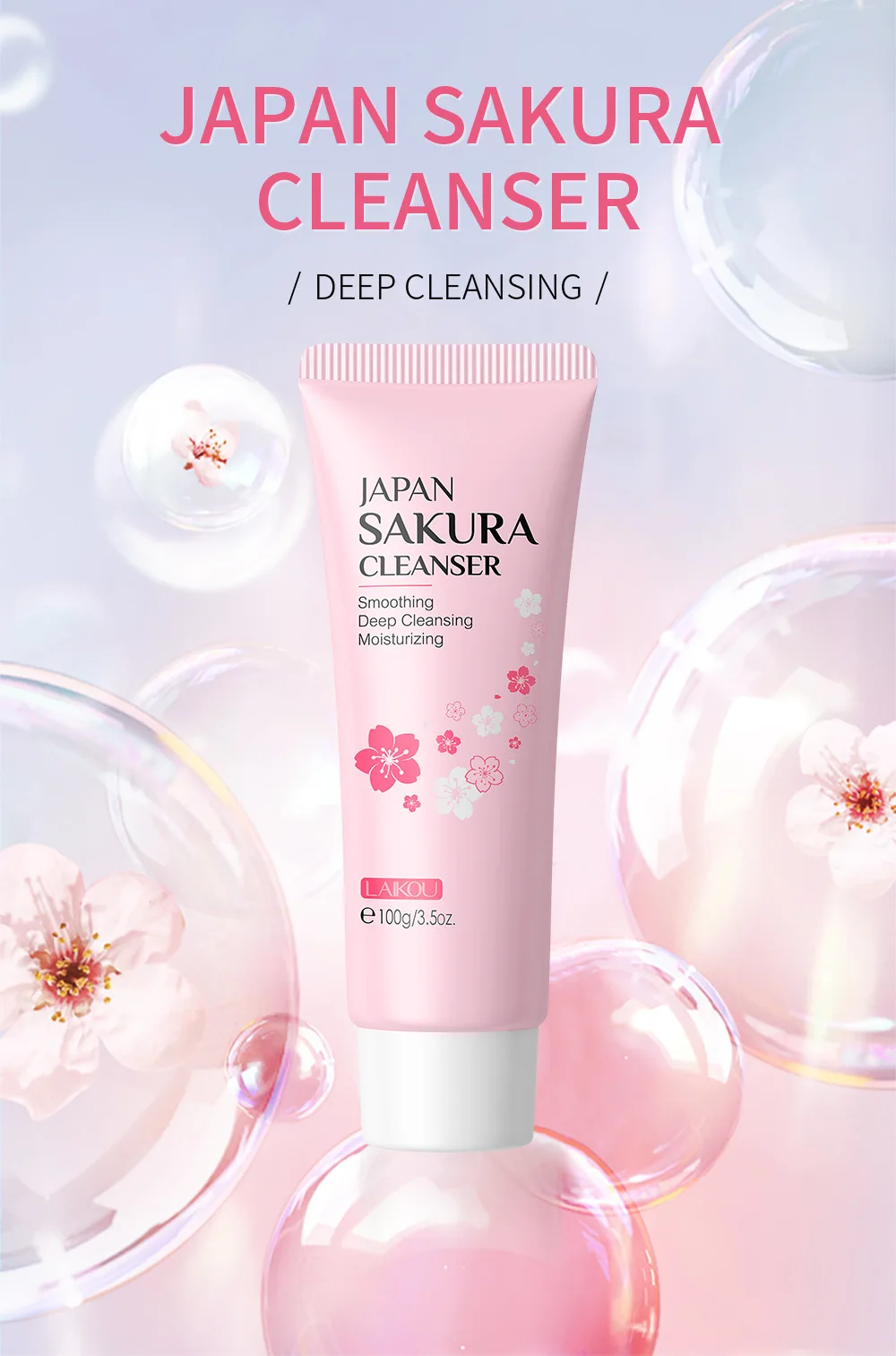 Description Picture 4 of itemLAIKOU Sakura Facial Wash Oil Control Long Lasting Hydration Moisturizing Deep Pore Cleansing Hydrating Cleanser