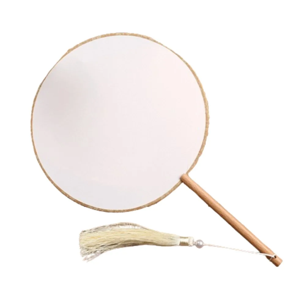Vintage-Style Hand Fan with Tassel - Elegant Unfinished Art