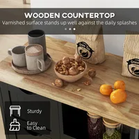 Rolling Kitchen Island Cart, Bar Serving Cart, Compact Trolley on Wheels with Wood Top, Shelves & Drawers for Home Dining Area 4