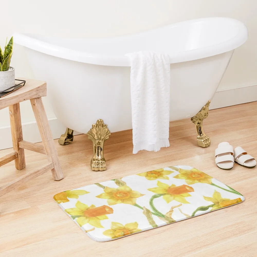 

Daffodils Bath Mat Non-Slip Shower Rooms Bathroom And Shower Products Living Room Rugs Non-Slip Bathtub Mat