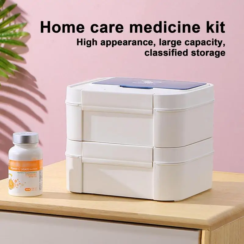 

Utensil Organizer With Lid 2 Layers Storage Box With Lid Bandages Ointment Container Case Multi-Compartment Tool Box Stackable