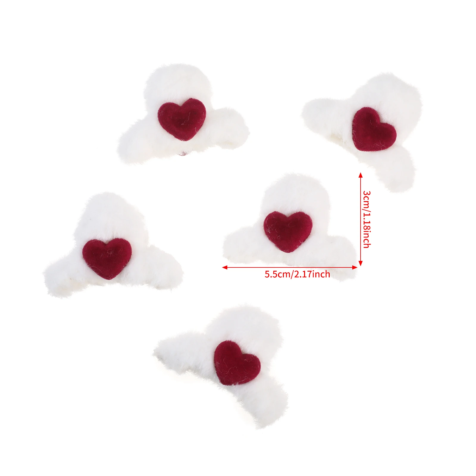 5pcs Plush Love Small Grab Clip Women Cute Valentine's Day Gift Headdress Autumn Winter Warm Hair Claw Hairpin Hair Accessories