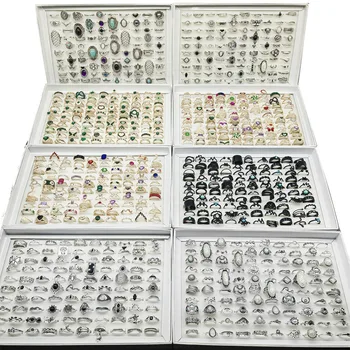 100pcs/Lot Jewelry Factory Wholesale Hot Mix Style Finger Rings for Women Party Decorate New Fashion Vintage Joint Ring Bar Girl 1