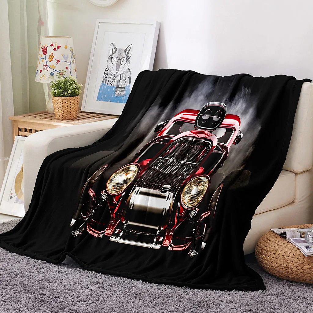 

Boys Kids Cool Black Sports Car Truck Soft Polyester Throw Blanket for Home Bedroom Bed Travel Office Rest Cover Flannel Blanket
