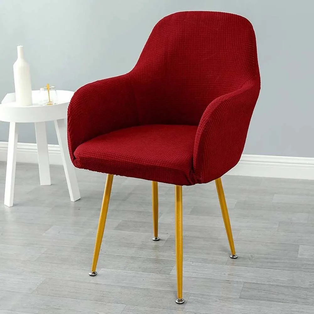 Elastic Curved Chair Cover All-wrap Plaid Solid Color Seat Protection Dust Proof Anti-dirty Wear for Chairs Friends Party