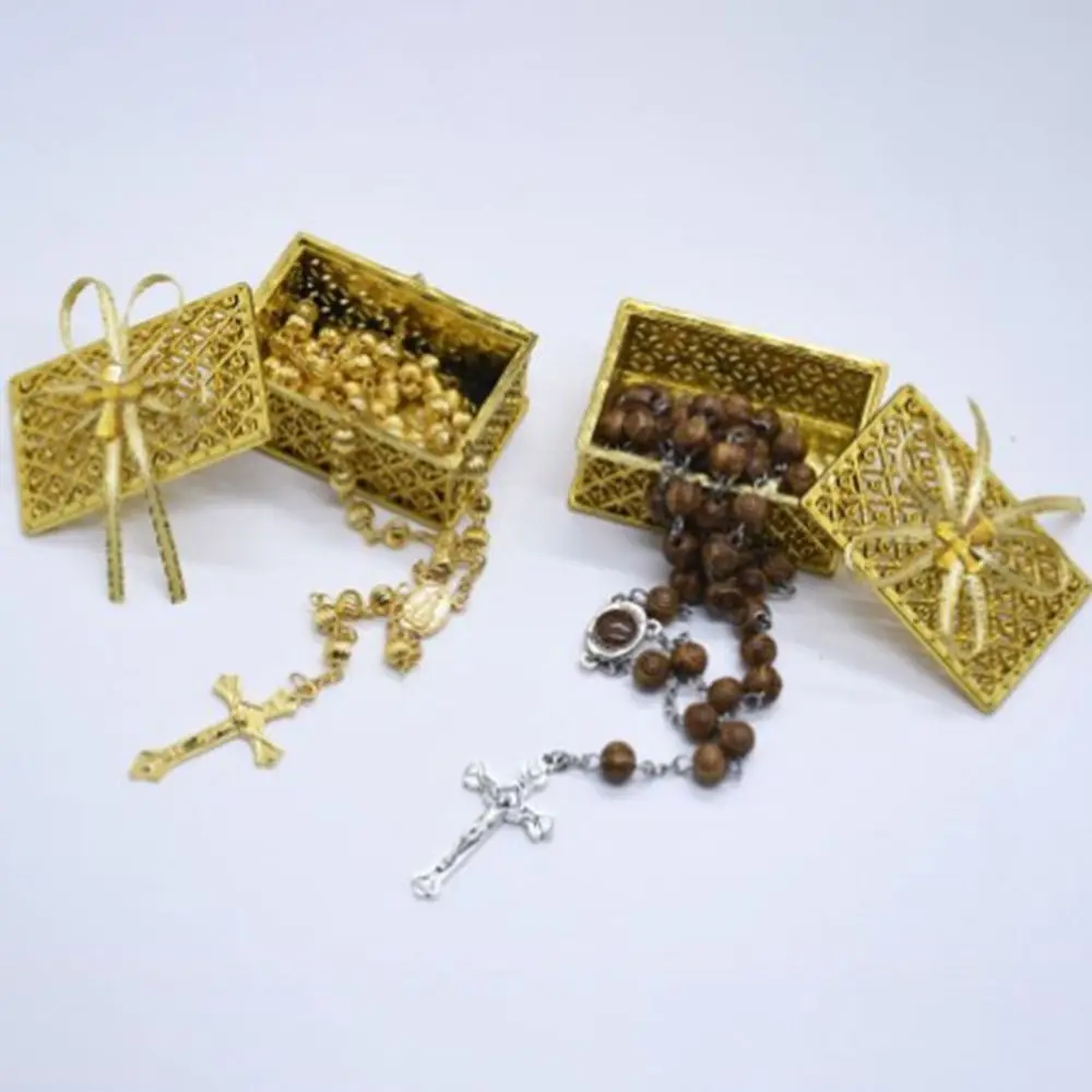 ABS Crafts Religious Gift Box Retro Delicate Small Holy Item Storage Box Carved Bow Knot Storage Box Wedding