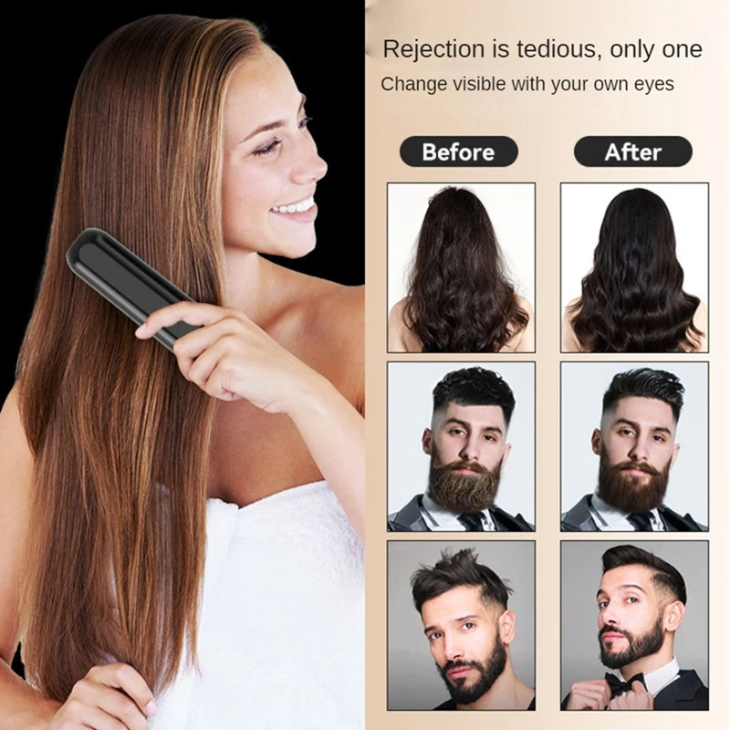Multifunctional Cordless Hair Straightener Brush Negative Ions Electric Hot Comb Hair (Black) 3