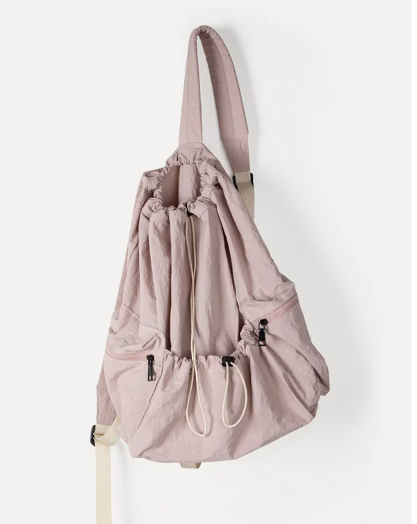 Sac à dos de voyage léger pour femme avec cordon de serrage en tissu nylon forestier de conception de niche japonaise et coréenne 2024_voghion.com