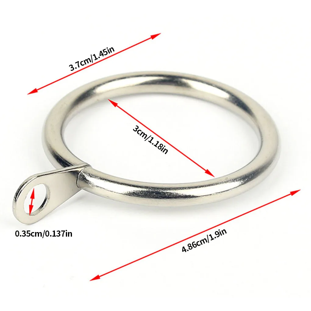 Curtain Hanging Ring Home Bedroom Living Room Drapery Rod Metal Hanging Hook 12pcs Silver