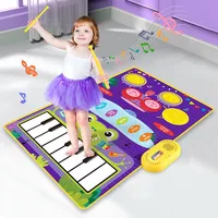 Baby Musical Piano Drum Play Mat 2 in 1 for Kids Toddlers Floor Keyboard Dance Mat with Sounds Baby Toy Music Blanket 1