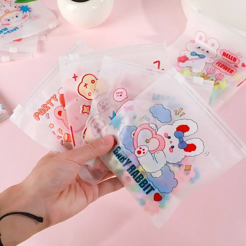 Cartoon Zipper Sealing Bag Large-Capacity Pen Bag Student Waterproof Stationery Organizer Transparent Storage