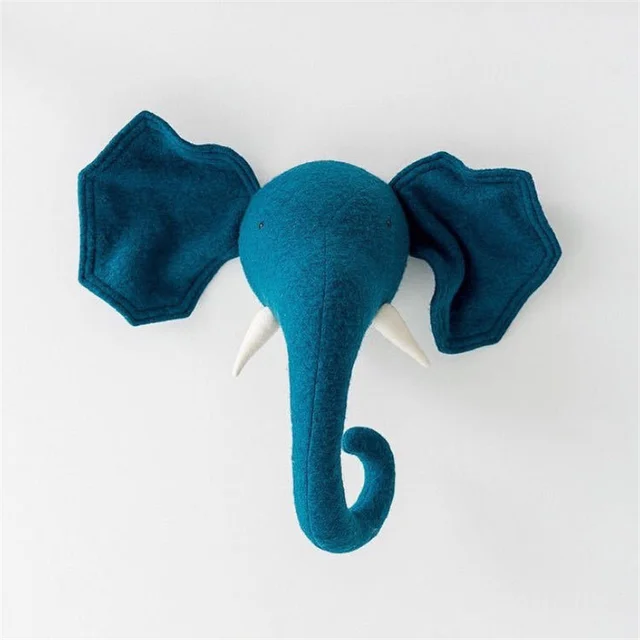 Cartoon elephant  Head Hanging Decorations INS Nordic Hand Made Kids Room Decor Cotton Thread Weaving Animal Ornaments Wall Hang 6