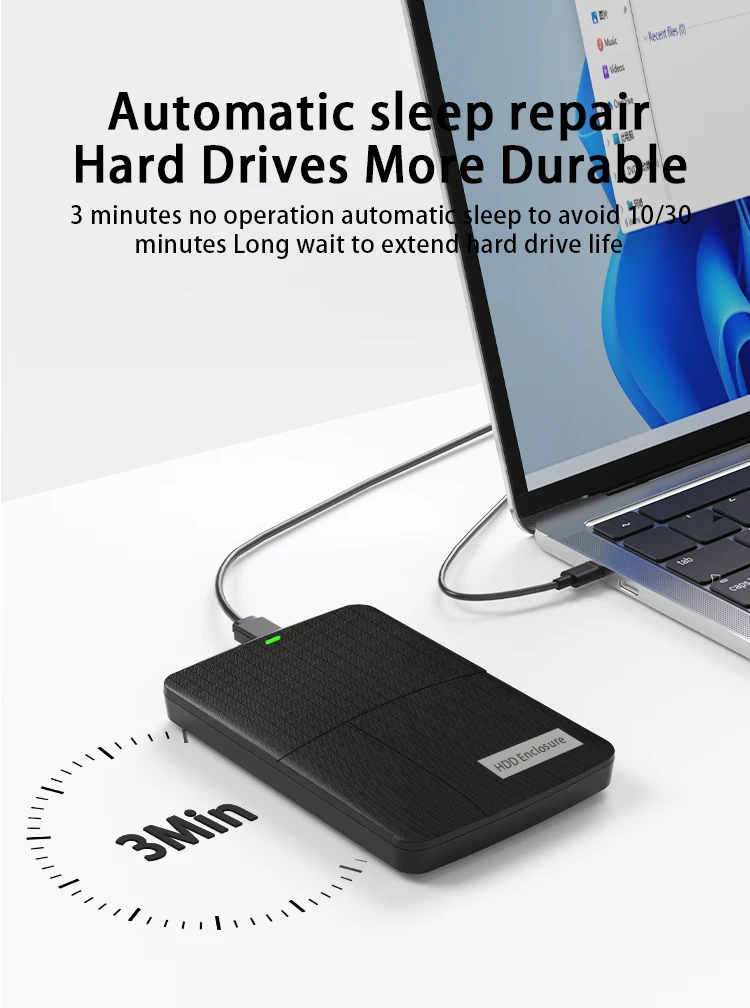 TISHRIC 외장 하드 디스크 케이스 2.5인치 SATA to USB 3.0 하드 드라이브 디스크 인클로저/박스/케이스/하우징 최대 6Gbps HDD 7.5/9/15MM용