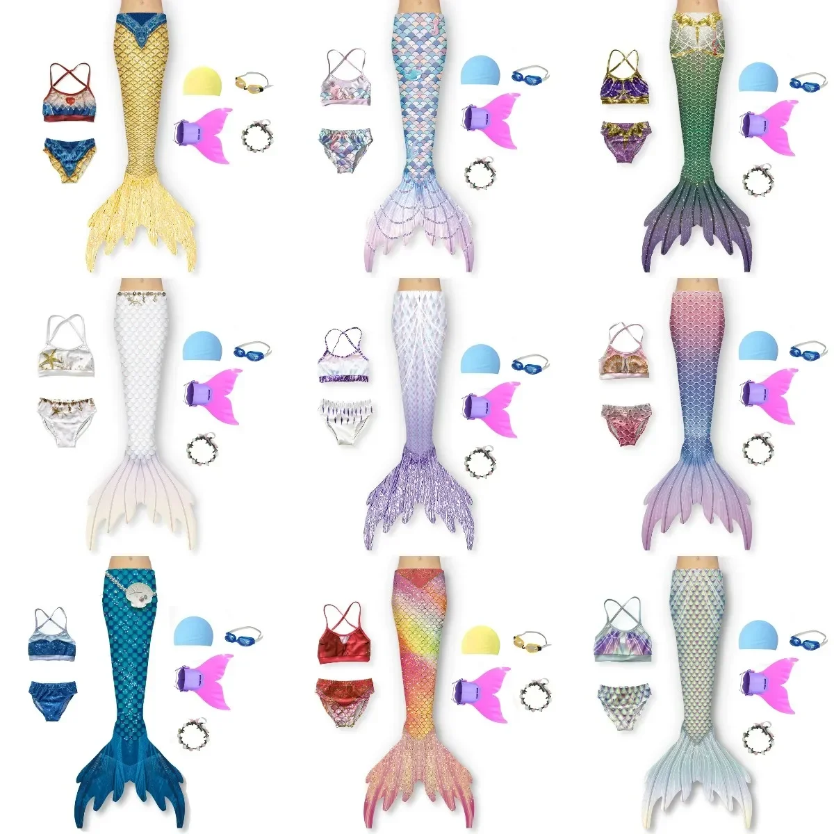 

Mermaid tail Little Kids Girls Swimming With Flipper Mermaid Costume Cosplay Children Swimsuit Fantasy Beach Bikini Girl