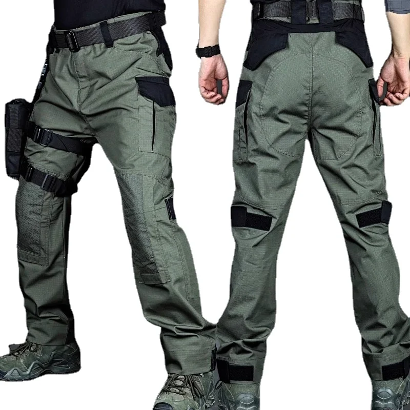 

Elastic Patchwork Tactical Pants for Men Outdoor Multi Pocket Trousers Functional Workwear Pants Special Forces Military Joggers