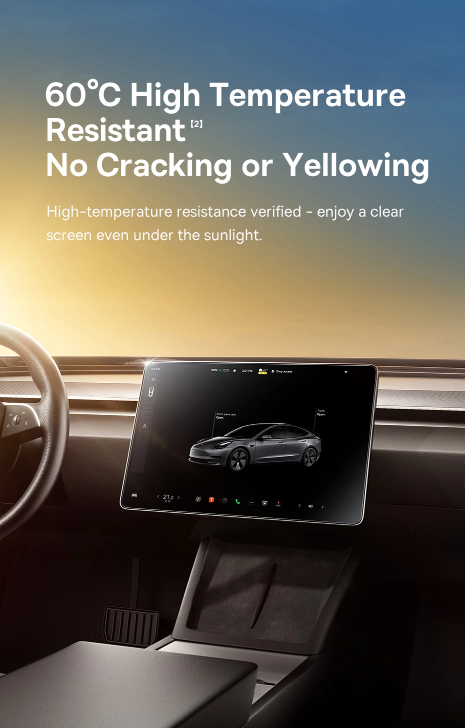 T-Space Tempered Glass Screen Protector for Tesla Model 3 Ultra-Smooth Dual-Touc