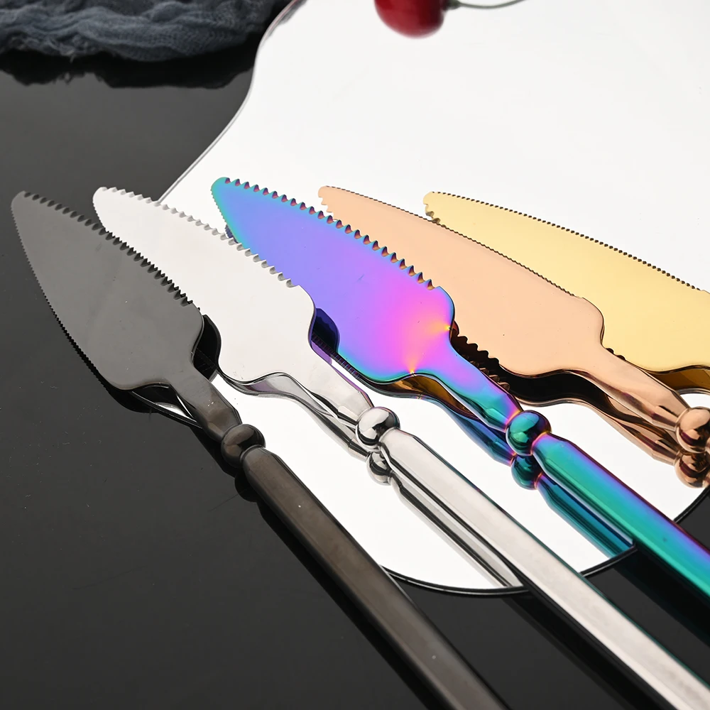 Mirror Black 304 Stainless Steel Cutlery Tableware Set Dinnerware Flatware Set Steak Knife Fork Spoon Silverware Dishwasher Safe