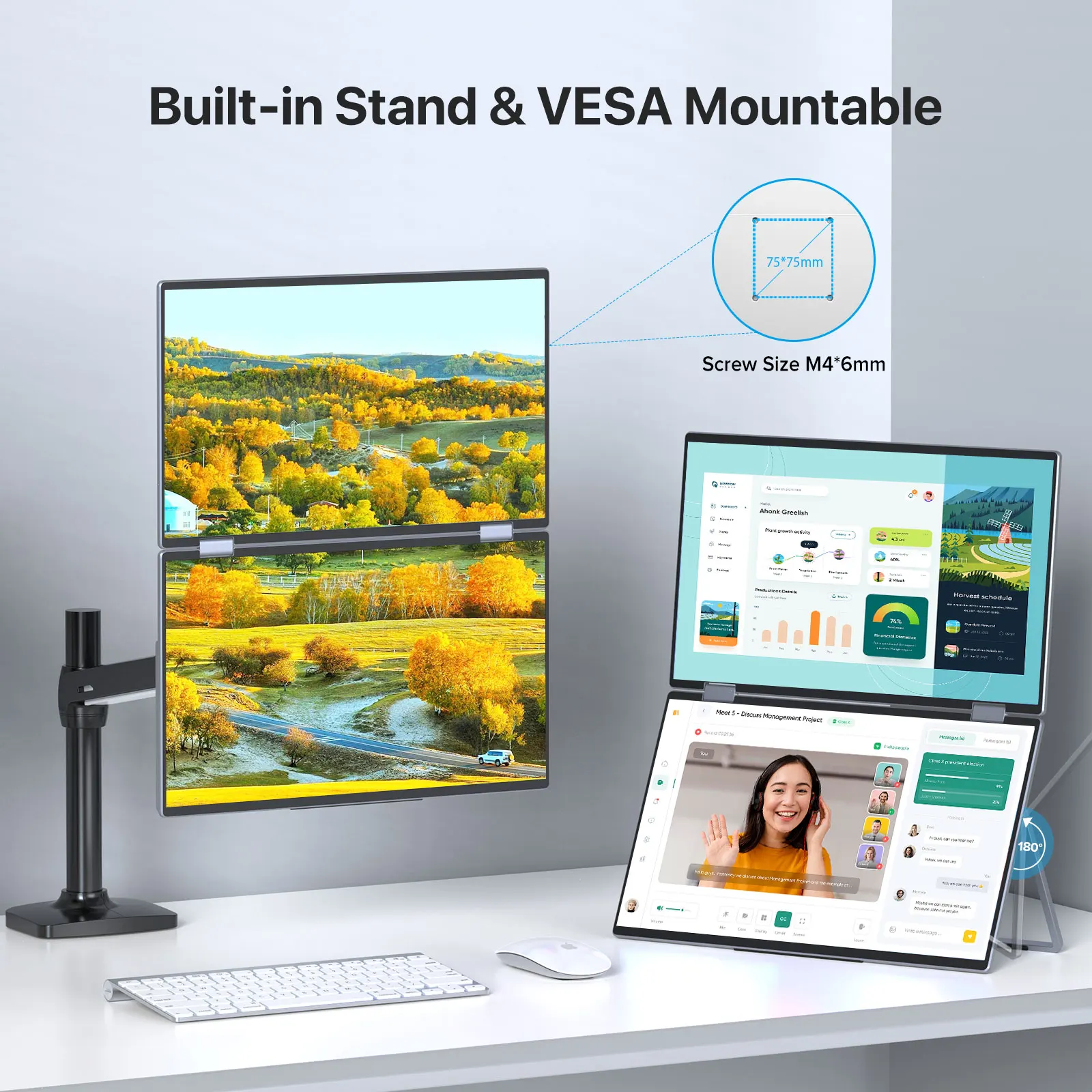 UPERFECT Ʈ ȭ Ȯ 15.6    ̽ Ʈ  FHD 1080P Ŀ  Ʈ MacBook ǥ PC Xbox PS5 ġ HDMI USB-C ÷