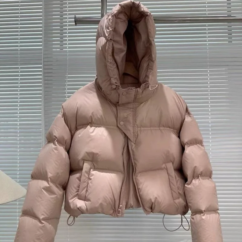 

South Korea Dongdaemun Original down Jacket Female 2023 New Hooded L Small Bread Coat Short 90 White Duck down