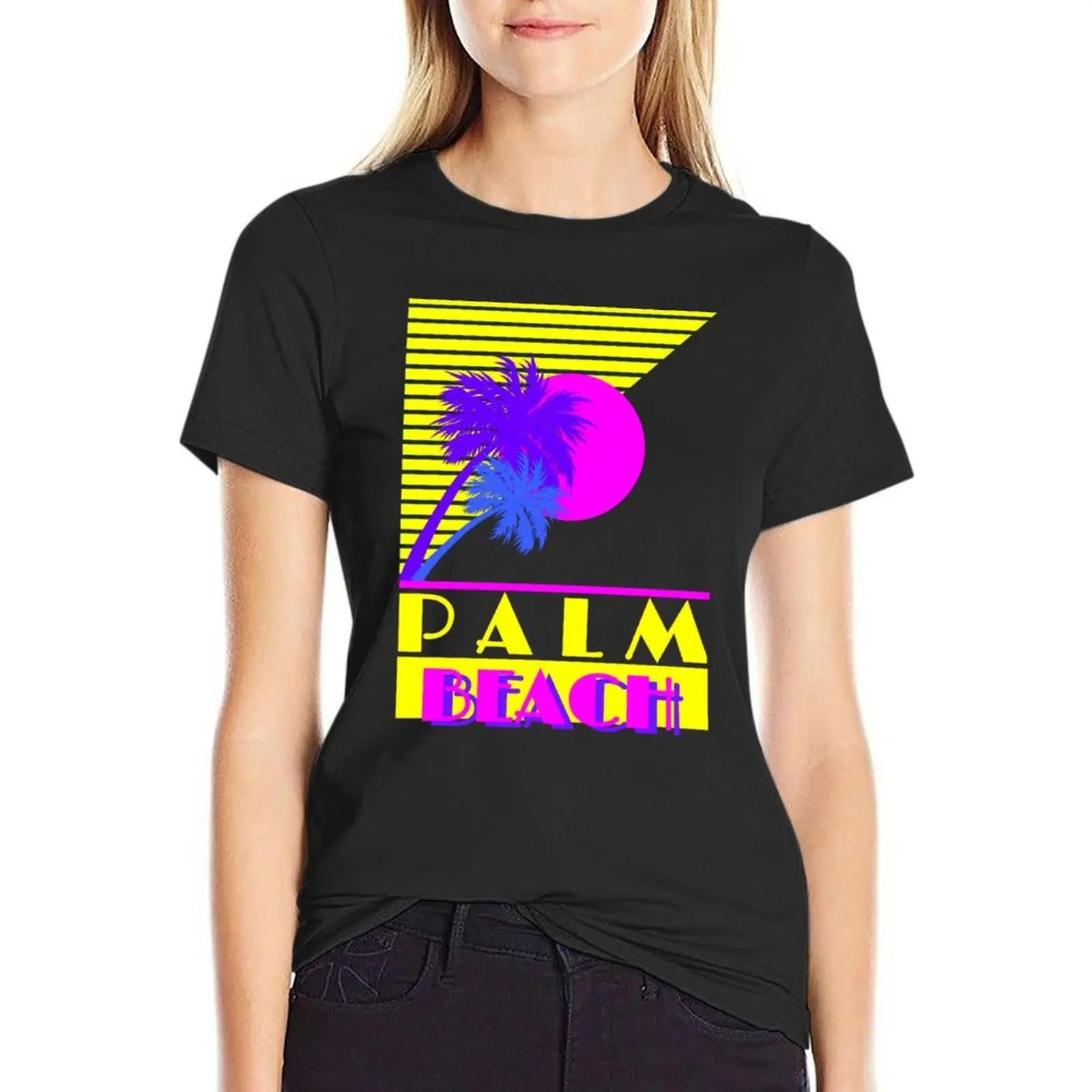 

Palm Beach Retro T-Shirt female Short sleeve tee tops Women's t-shirt